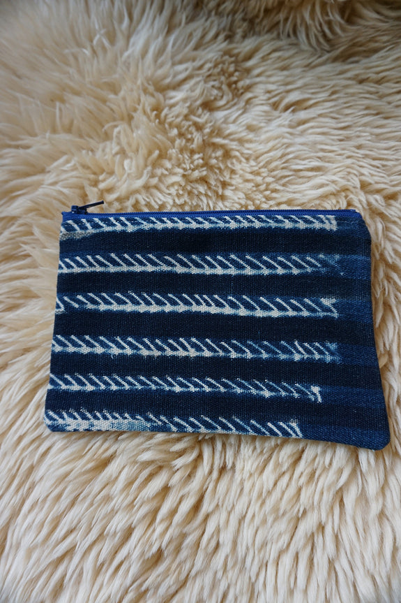 Zippered Pouch made from Vintage African Indigo - #291