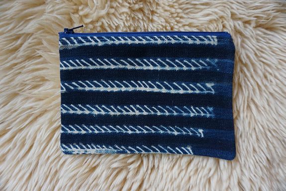 Zippered Pouch made from Vintage African Indigo - #291