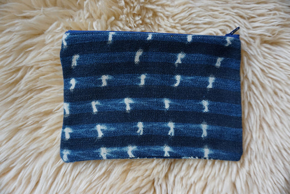 Zippered Pouch made from Vintage African Indigo - #291