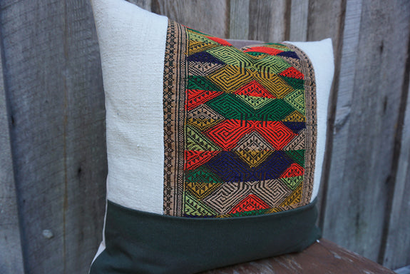 Chana - Vintage Laotian Silk with African Cotton Pillow