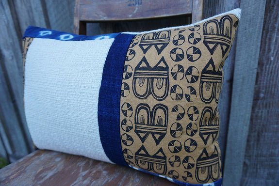 Elizabeth - Blockprint and Vintage African Indigo Pillow