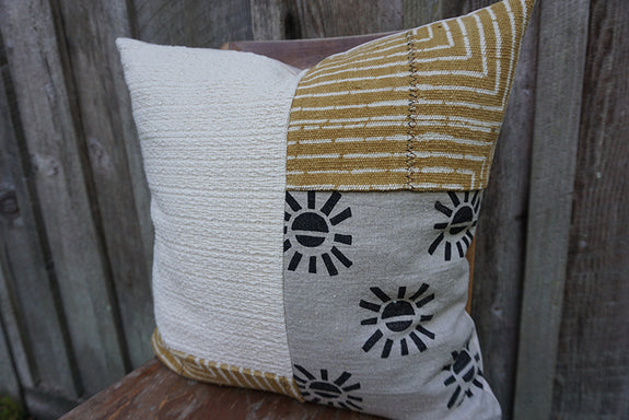 Silas - Blockprint and African Mudcloth Pillow