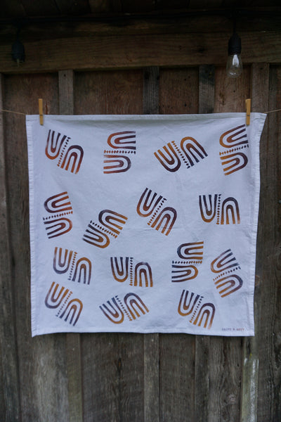 Blockprinted Tea Towel - White