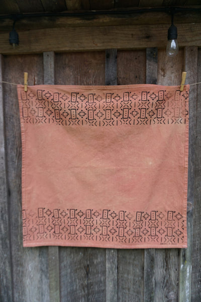 Naturally Dyed + Blockprinted Tea Towel - Terracotta