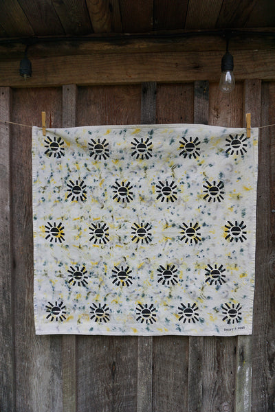 Naturally Dyed + Blockprinted Tea Towel - Multi