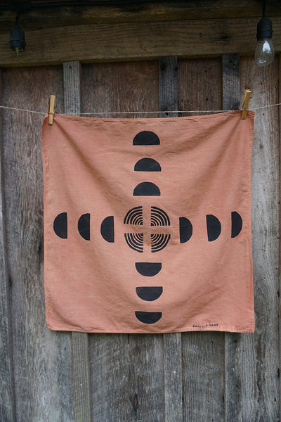 Naturally Dyed + Blockprinted Organic Cotton Bandana - Terracotta