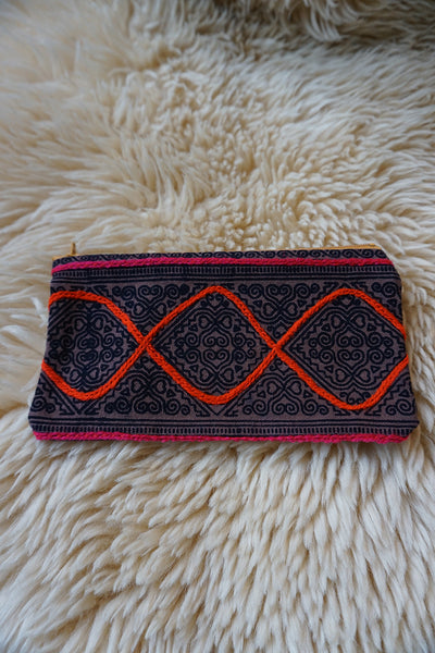 Zippered Pouch made from Hmong Textile - #332