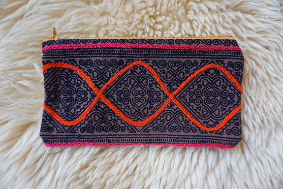 Zippered Pouch made from Hmong Textile - #332