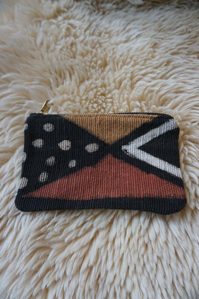 Zippered Pouch made from African Mudcloth - #326