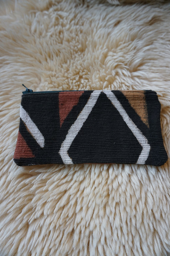 Zippered Pouch made from African Mudcloth - #327