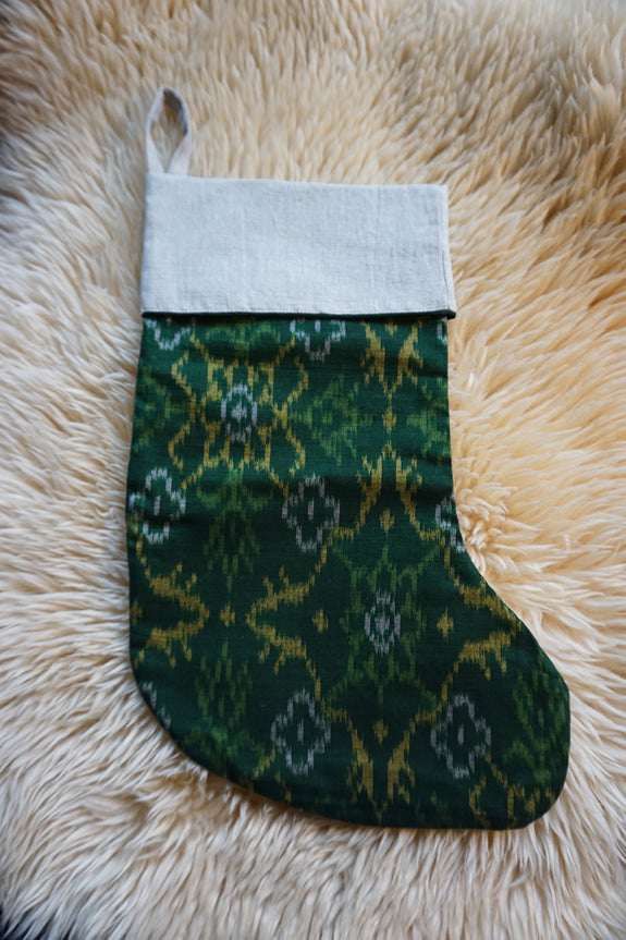 Stocking made from Indonesian Ikat - Green