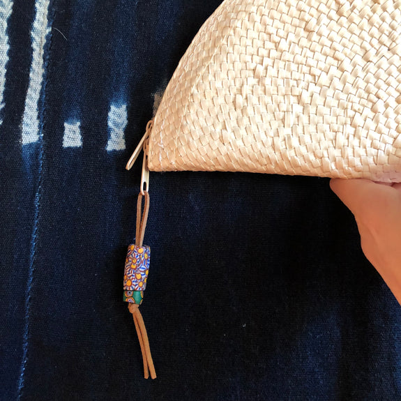 Half Moon Woven Palm Leaf Clutch