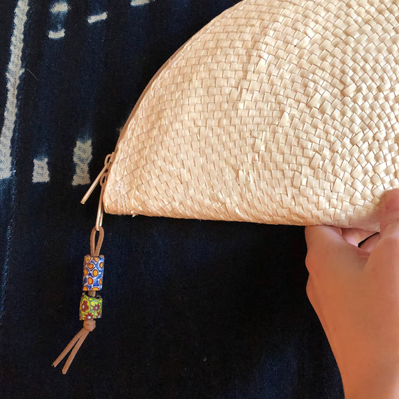 Half Moon Woven Palm Leaf Clutch
