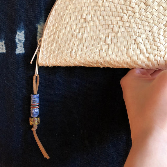 Half Moon Woven Palm Leaf Clutch