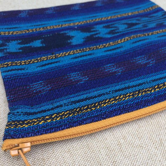 Colourful Zippered Pouch made from Hand Woven Guatemalan Fabric - #106