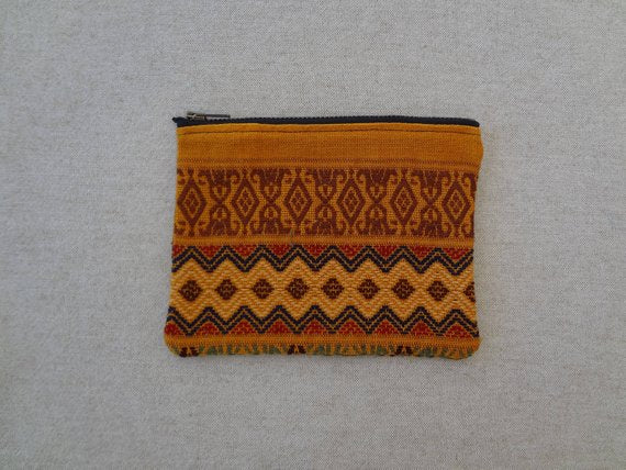 Hand Woven Intricate and Colourful Zippered Pouch made from a Oaxacan Textile - #113