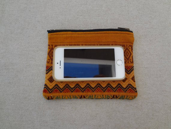 Hand Woven Intricate and Colourful Zippered Pouch made from a Oaxacan Textile - #113