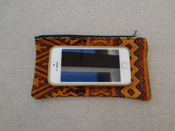 Colourful Zippered Pouch made from a Hand Woven Oaxacan Textile - #114