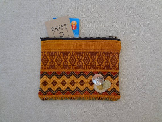 Hand Woven Intricate and Colourful Zippered Pouch made from a Oaxacan Textile - #113