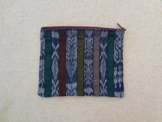 Handwoven Colourful Zippered Pouch made from a Traditional Guatemalan Corte - #117