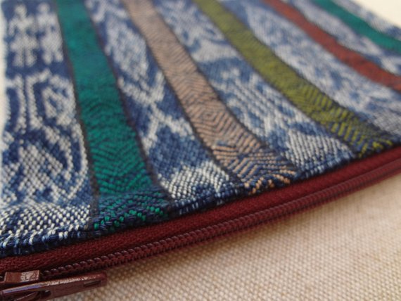 Handwoven Colourful Zippered Pouch made from a Traditional Guatemalan Corte - #117