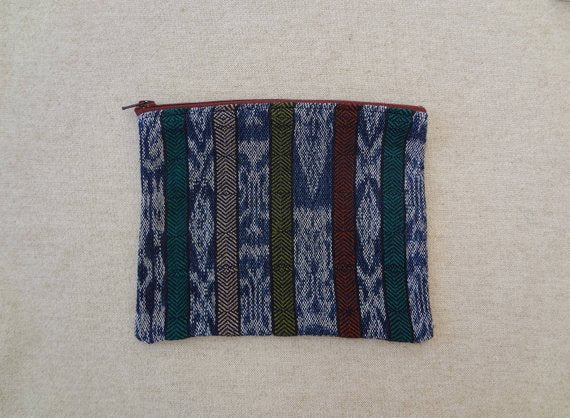 Handwoven Colourful Zippered Pouch made from a Traditional Guatemalan Corte - #117