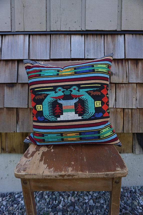 Quetzal - Vintage Guatemalan Textile Pillow